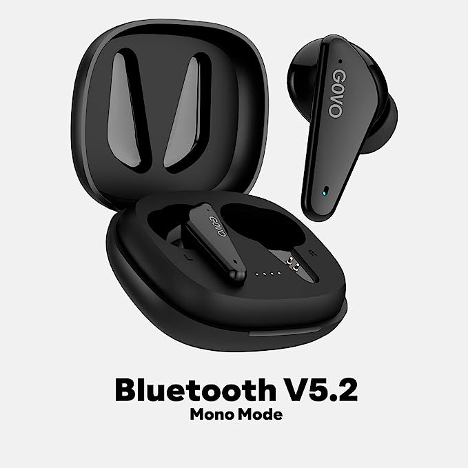 GOVO GOBUDS 600 True Wireless in Ear Earbuds with Mic, ENC, 40H Playtime, Fast Charge, Gaming Mode, Bluetooth V5.2, IPX5, Type C, Super Bass & Touch (Platinum Black) GOVO GOBUDS 600 True Wireless in Ear Earbuds with Mic, ENC, 40H Playtime, Fast Charge, Gaming Mode, Bluetooth V5.2, IPX5, Type C, Super Bass & Touch (Platinum Black)